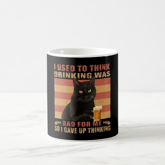 Cat I Used To Think Drink Was Bad Funny Black Cat Coffee Mug (Center)