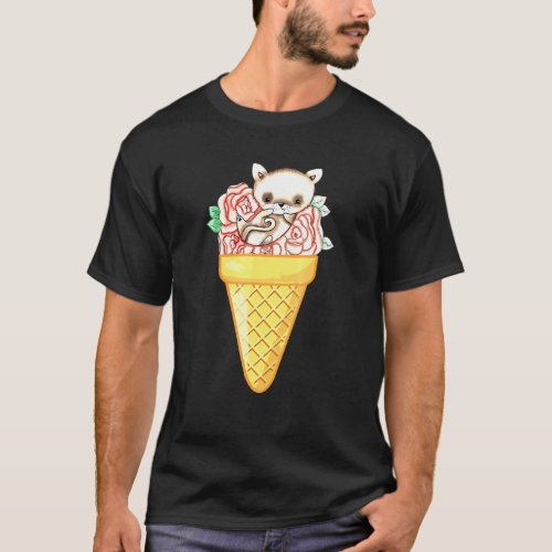 Cat Ice Cream Animal And Ice Cream Collection T_Shirt