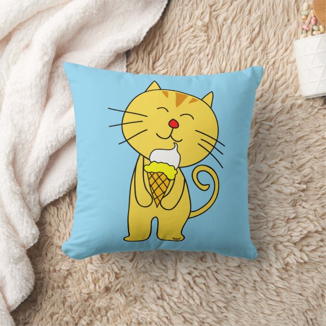 Cat Ice Cream Cone Pillow Baby Pink Blue (Blanket)