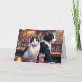 Cat ignoring each other Happy Hour bar