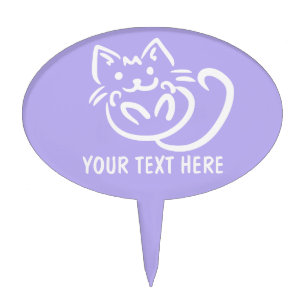 Cat Illustration custom color cake topper