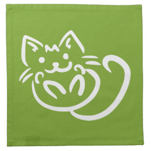 Cat Illustration custom color cloth napkins