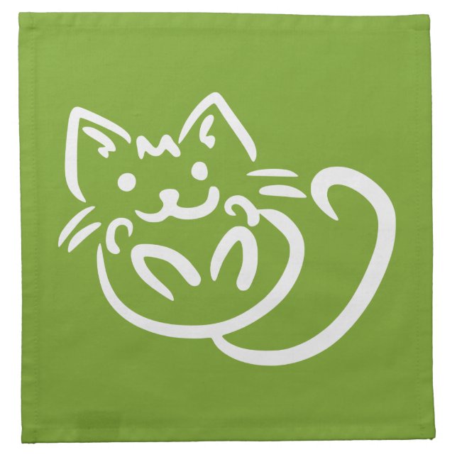 Cat Illustration custom color cloth napkins (Front)