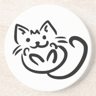 Cat Illustration custom color coaster