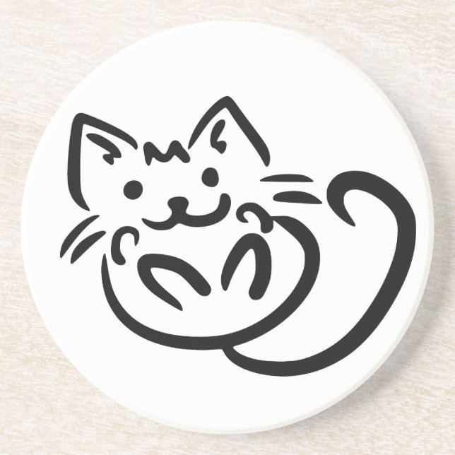 Cat Illustration custom color coaster (Front)