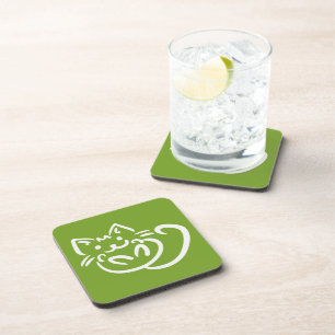 Cat Illustration custom color coasters
