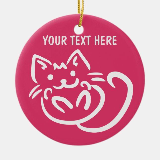 Cat Illustration custom color ornament (Front)