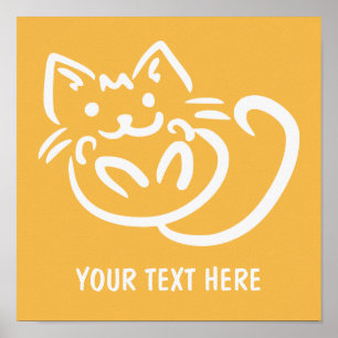 Cat Illustration custom color poster