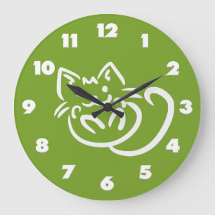 Cat Illustration custom color wall clock