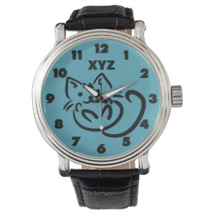 Cat Illustration custom color watches