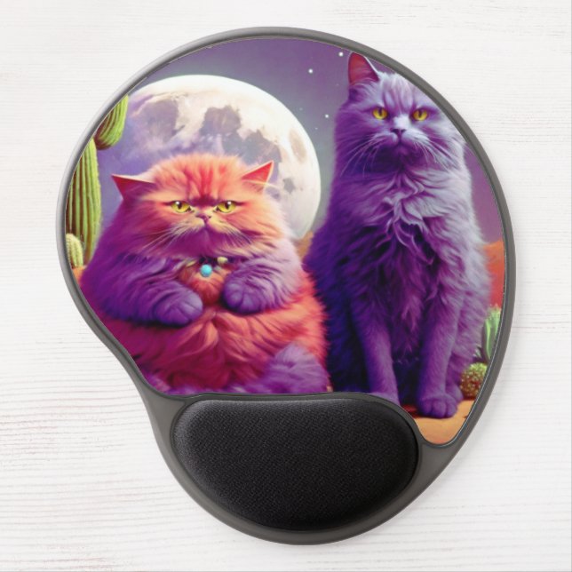 Cat Illustration Gel Mouse Pad – Comfortable and S (Front)