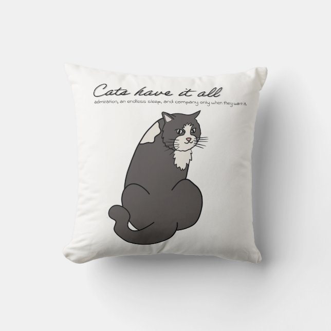 Cat Illustration, line drawing, cushion (Front)