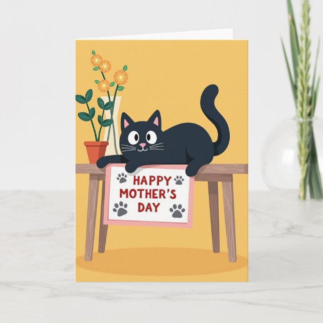 Cat Illustration Mothers Day Card (Front)