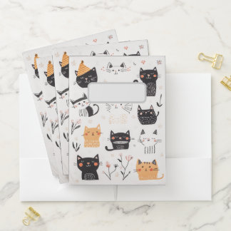 Cat illustration pocket folder with various poses