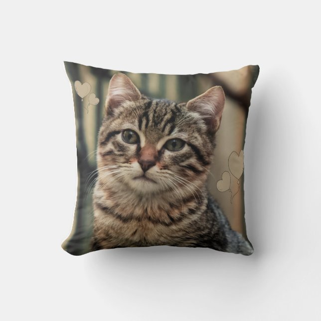 Cat Image Decorative Pillow – Cozy Living Room Dec (Front)