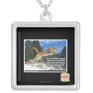 Cat image silver plated necklace