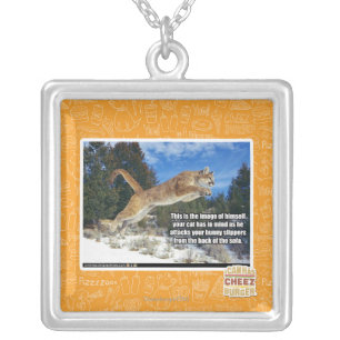 Cat image silver plated necklace