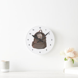 Cat in a Backpack Clock – Whimsical Autumn