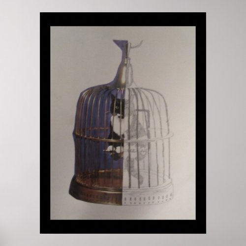 Cat in a Bird Cage Poster