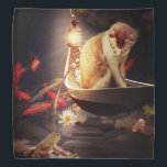 Cat in a Boat Bandana<br><div class="desc">Beautiful Scene of cat in a boat on a pond.</div>