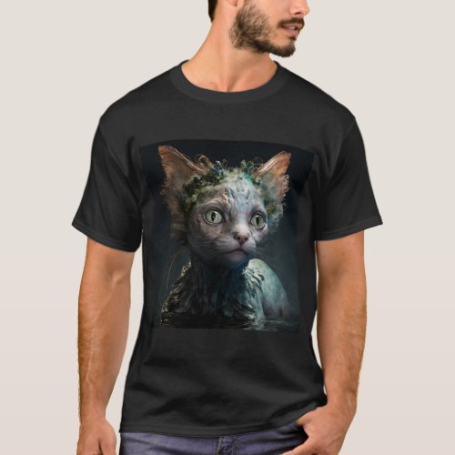 Cat in a body of water mermaid T_Shirt
