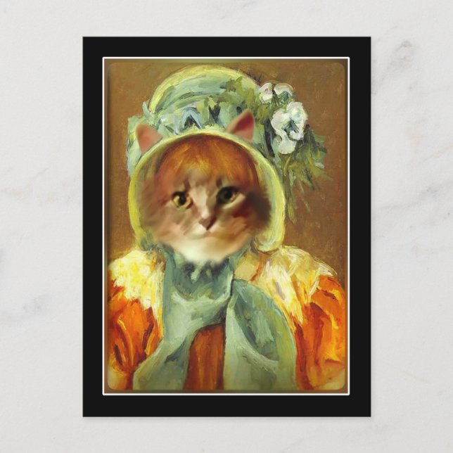 Cat in a Bonnet Postcard (Front)