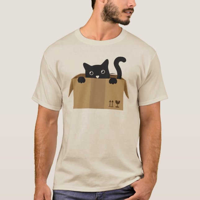 Cat in a box Cute Animal design T-Shirt (Front)