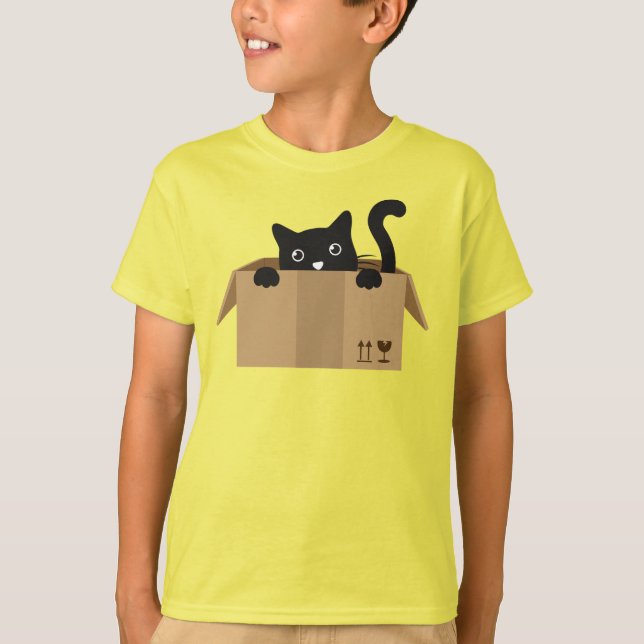 Cat in a box Cute Animal design T-Shirt (Front)