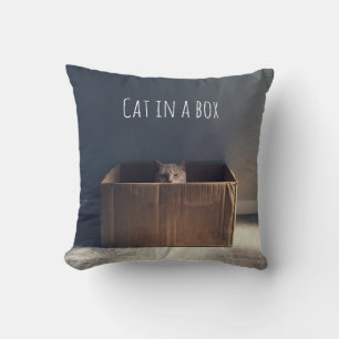Cat in a box. The Zen cat master. Throw Pillow