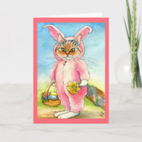Cat in a bunny suit Easter card
