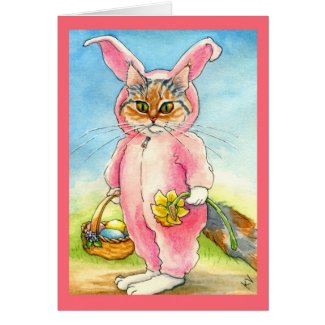 Cat in a bunny suit Easter card