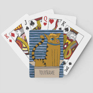 Cat in a Cardboard Box Cartoon Drawing Poker Cards