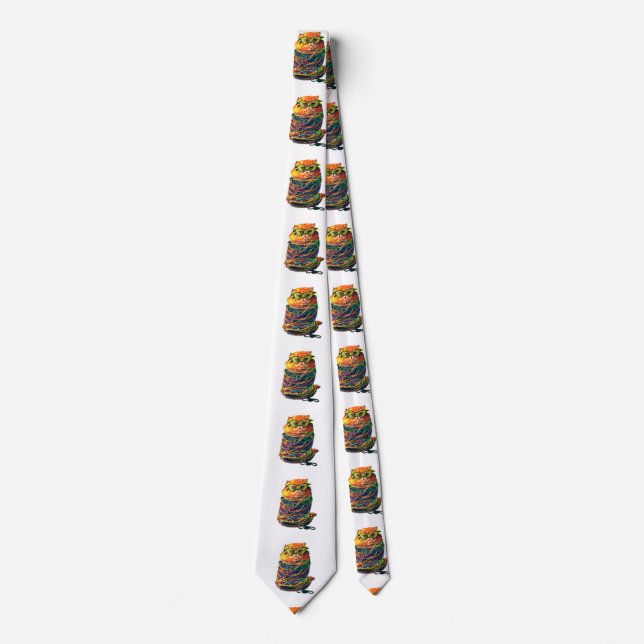 Cat in a carnival costume neck tie (Front)