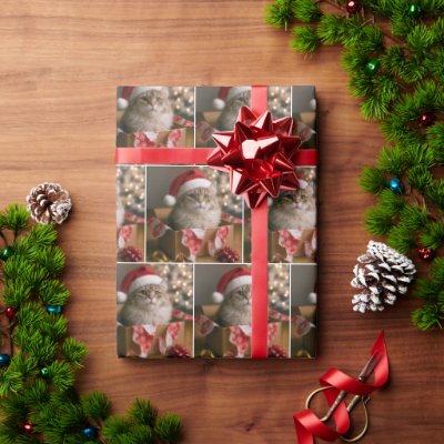 Cat In a Christmas Gift Box Wrapping Paper