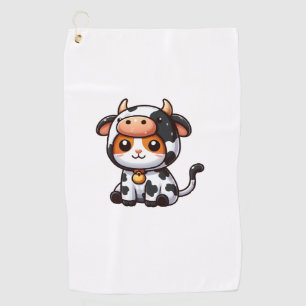 Cat in a Cow Costume Golf Towel