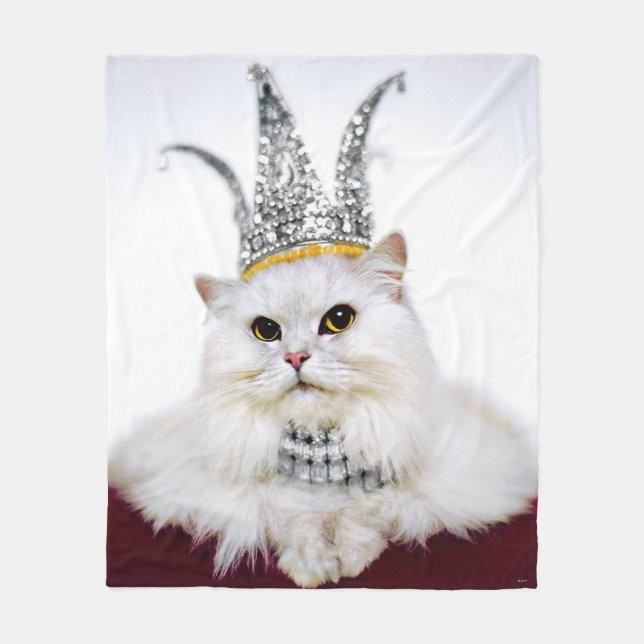 Cat in a Crown Fleece Blanket (Front)