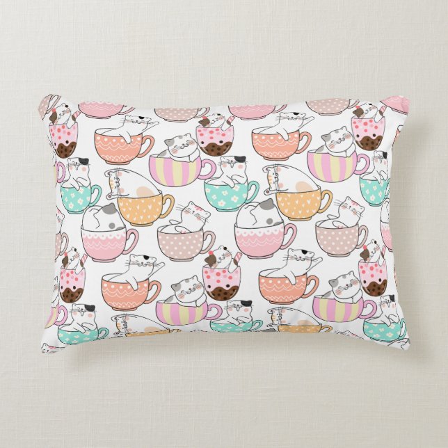Cat in a cup pattern design 01 w accent pillow (Front)