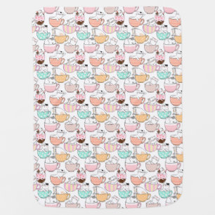Cat in a cup pattern design 01 w baby blanket