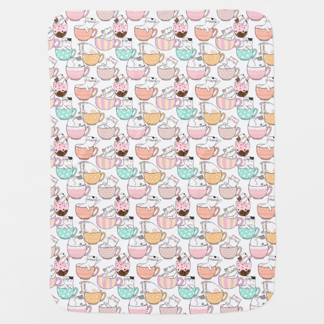 Cat in a cup pattern design 01 w baby blanket (Front)