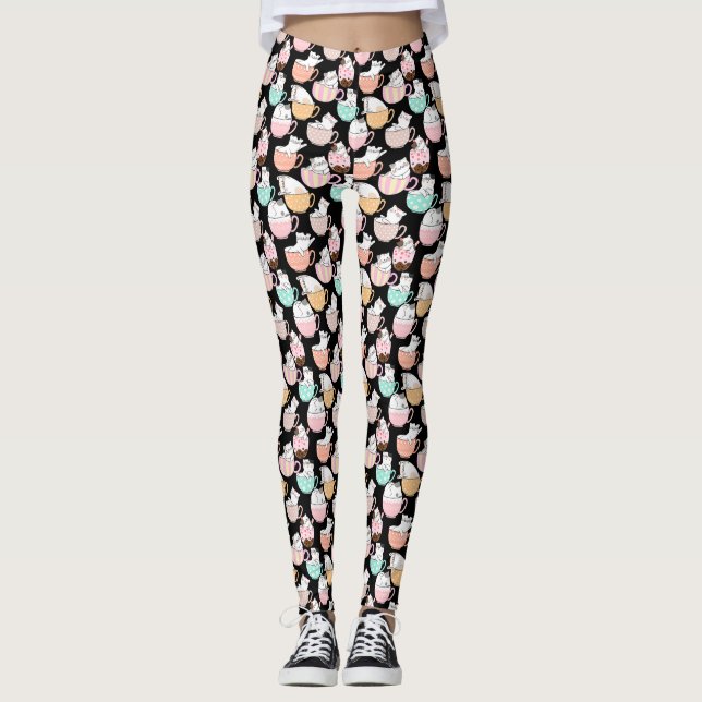 Cat in a cup pattern design 01 w leggings (Front)