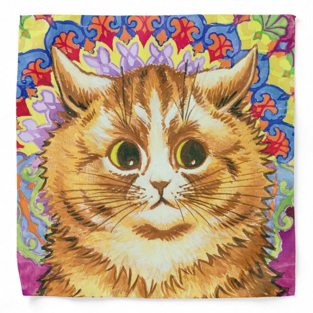 Cat in a Decorative Pattern, Louis Wain Bandana (Front)