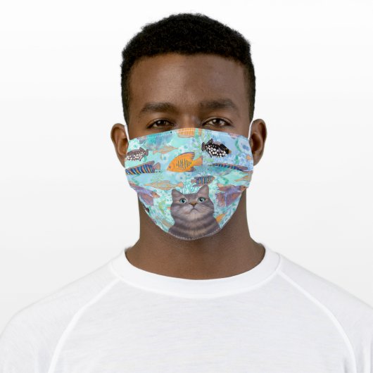 Cat in a Fish Tank Adult Cloth Face Mask (Worn)
