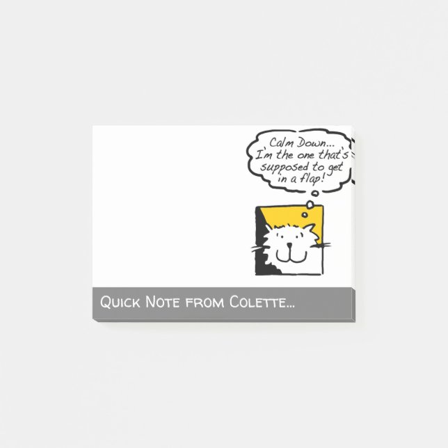 Cat in a Flap Cartoon Cat Lover Post-it Notes (Front)