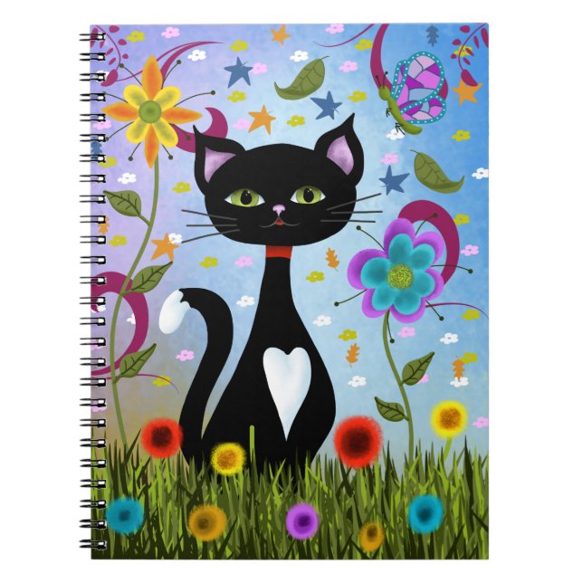Cat In A Garden Abstract Art Notebook (Front)