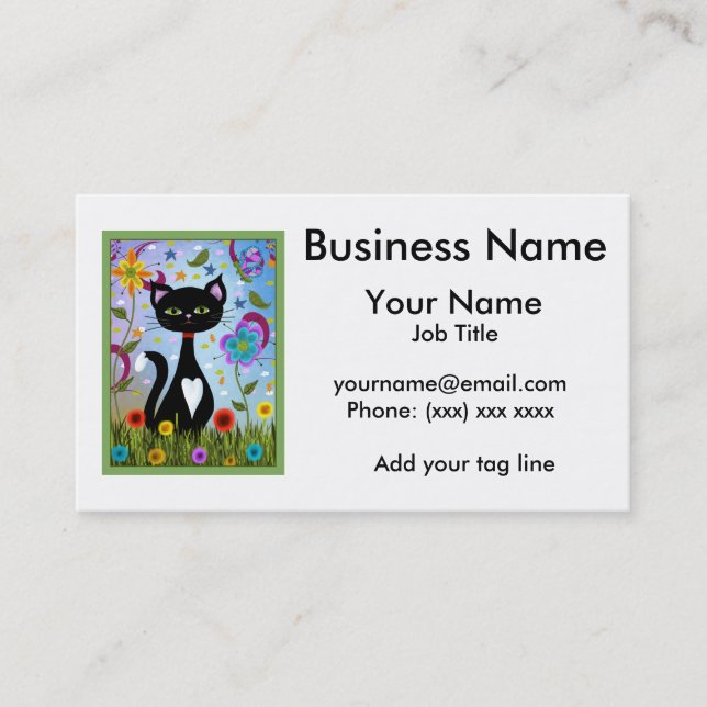 Cat In A Garden Abstract Art  Personalized Business Card (Front)