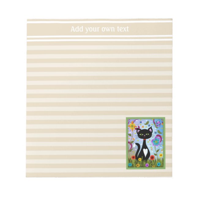 Cat In A Garden Abstract Art Personalized Notepad (Front)