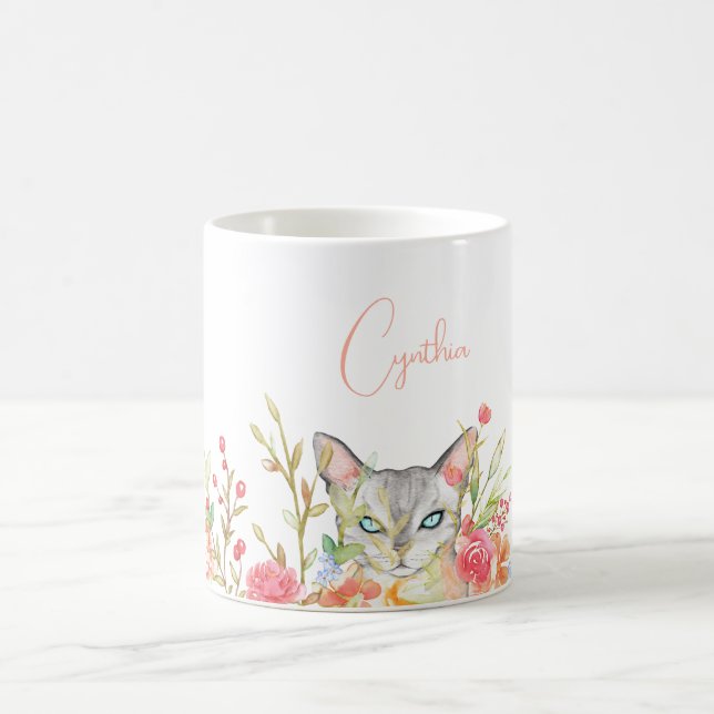 Cat in a Garden Customized Coffee Mug (Center)