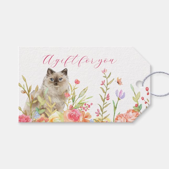 Cat in a Garden Gift Tag (Front (Horizontal))