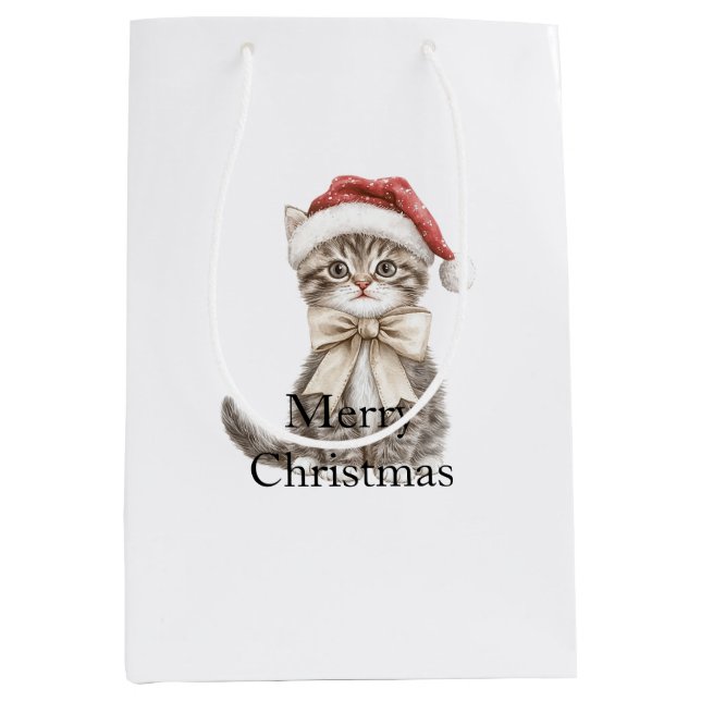 Cat in a hat Christmas  Medium Gift Bag (Front)