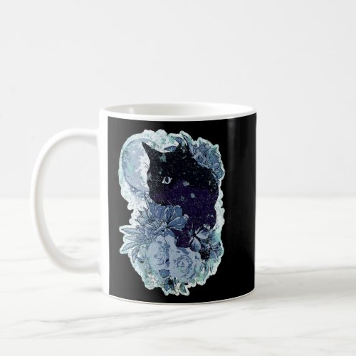 Cat In A Night With The Moon Blue Romantic  Coffee Mug